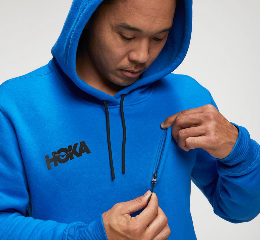 Hoka Australia One One Performance - Mens Hoodie Blue - HNPTZ-8016